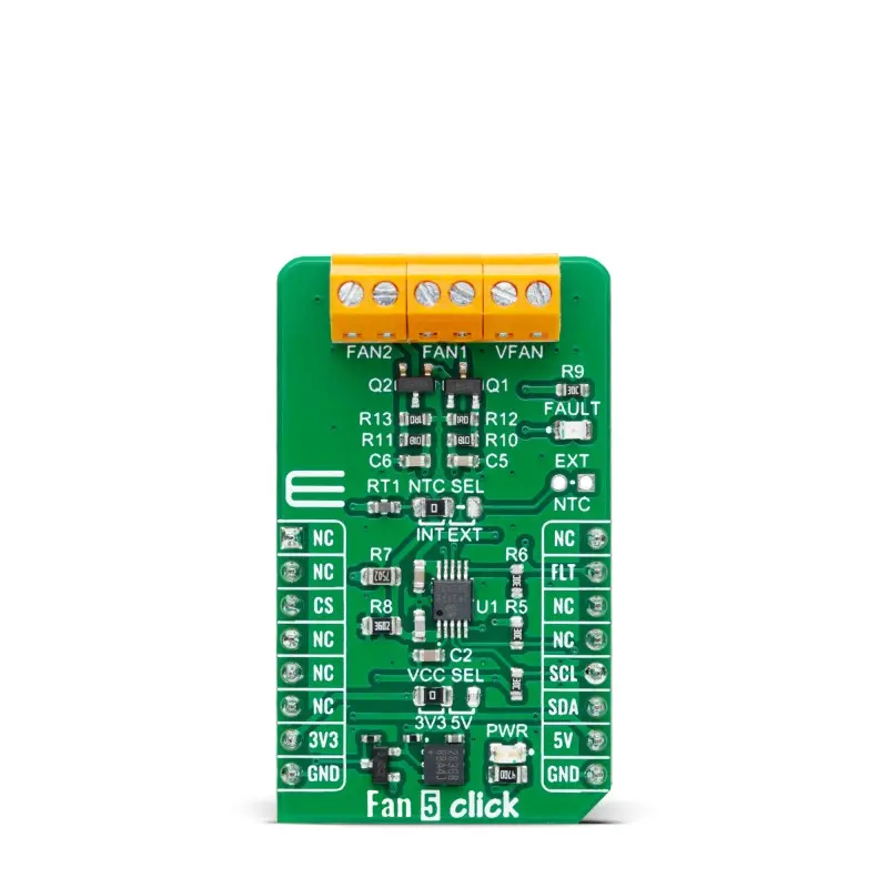 Brand-Rex TC654 Entwicklungsboard, Fan 5 Click Power-Shield-Funktion