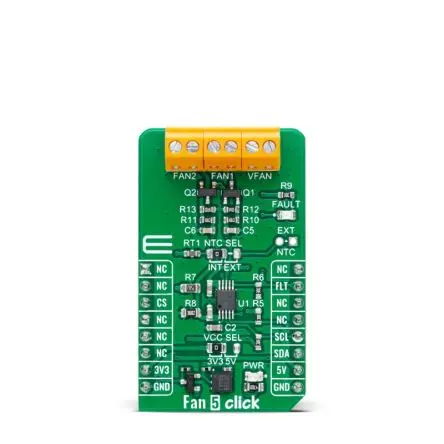 Brand-Rex TC654 Entwicklungsboard, Fan 5 Click Power-Shield-Funktion