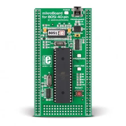 Produktfoto 1 von Brand-Rex MikroBoard für 8051 40-Pin mit AT89S8253 MCU, Platine Entwicklungstool Microcontroller 8051 Mikroe-703