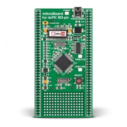 Produktfoto 1 von Brand-Rex mikroBoard für dsPIC mit dsPIC30F6014A MCU, Platine Entwicklungstool Microcontroller dsPIC Mikroe-705
