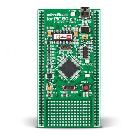 Produktfoto 1 von Brand-Rex mikroBoard für PIC 80-Pin mit PIC18F8520 MCU, Platine Entwicklungstool Microcontroller PIC Mikroe-707