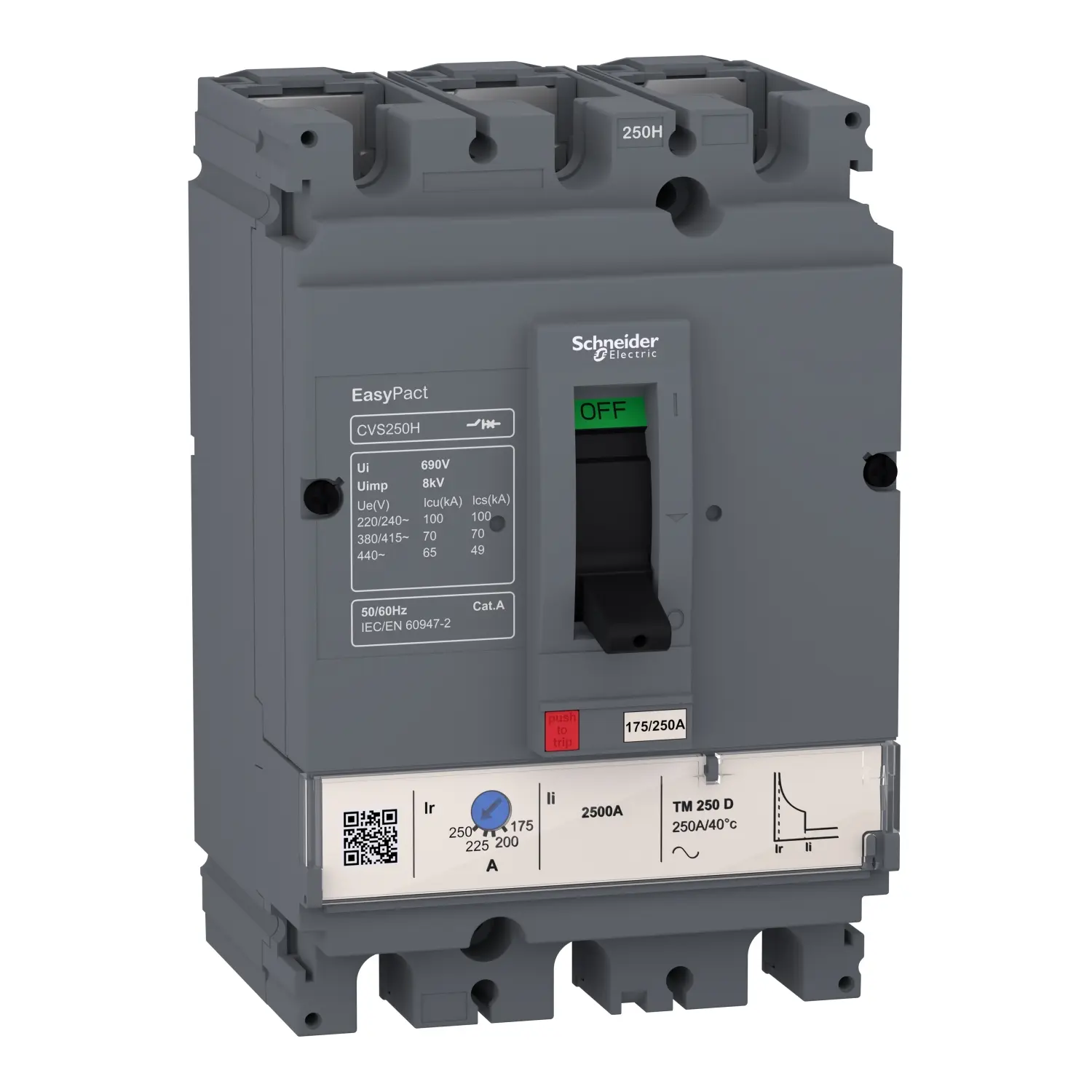 Schneider Electric Easypact EasyPact Elektronischer Schutzschalter 440 V, 63 A Feststehend 60 kA L. 161 mm x 105 mm