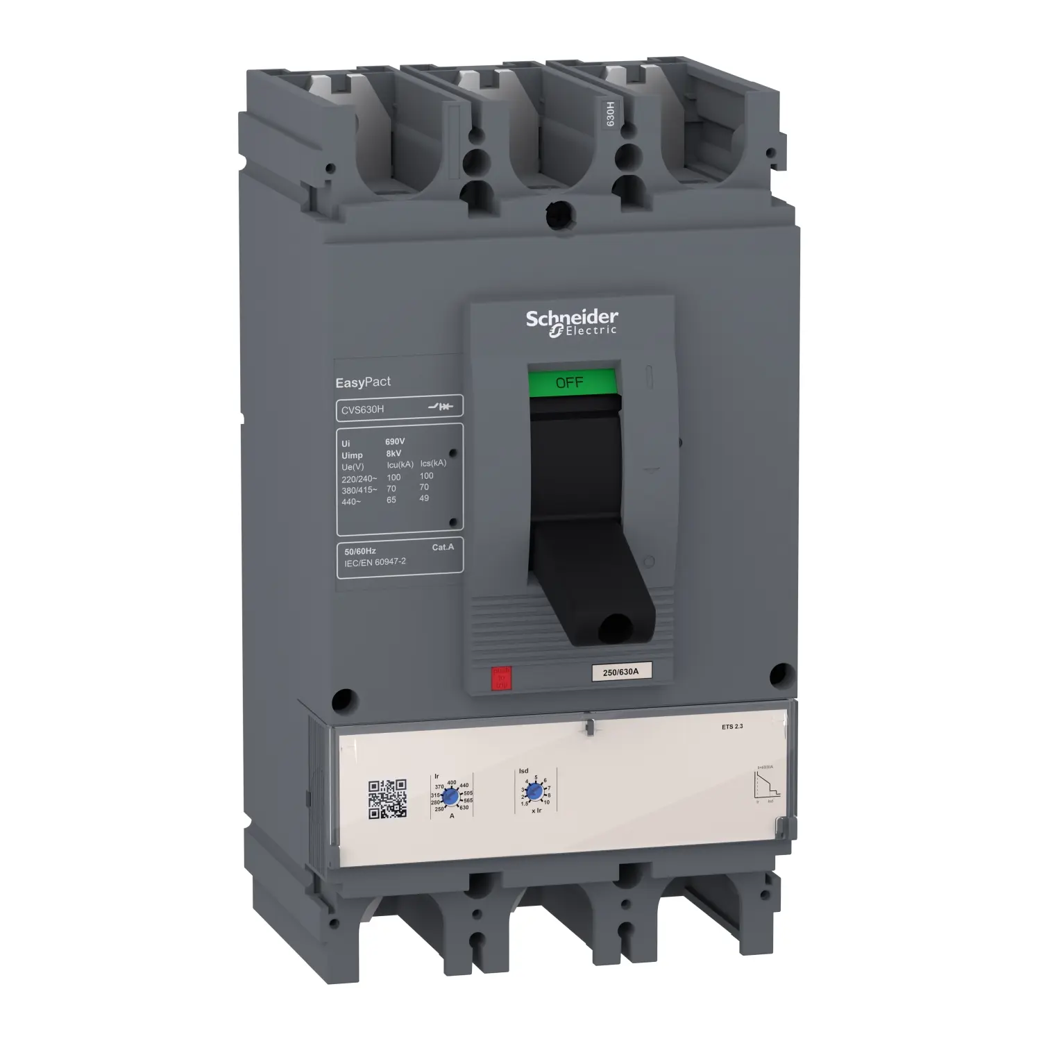 Produktfoto 1 von Schneider Electric EasyPact Elektronischer Schutzschalter, 630 A Feststehend 60 kA L. 255 mm x 140 mm