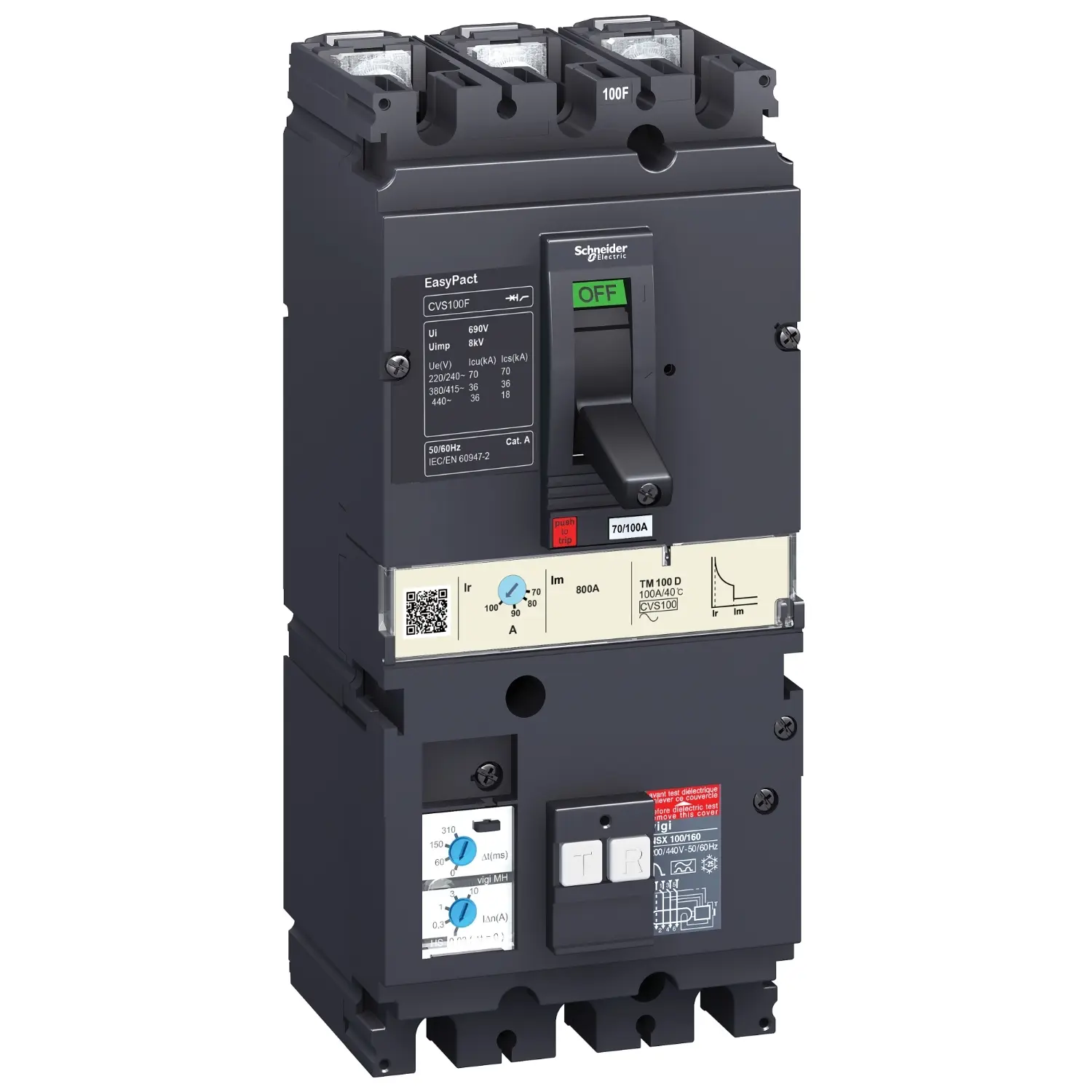 Schneider Electric Easypact EasyPact Elektronischer Schutzschalter 440 V, 63 A Feststehend 36 kA L. 236 mm x 105 mm