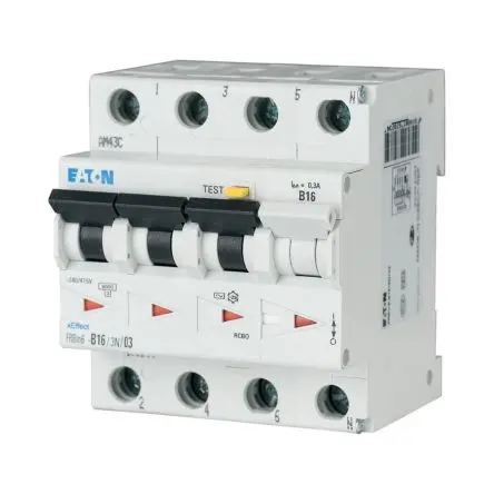 Produktfoto 1 von Eaton FRBm6 FRBm6 FI/LS-Schalter (RCBO) 16A, 4-polig Typ B, Typ A, Empfindlichkeit 300 mA