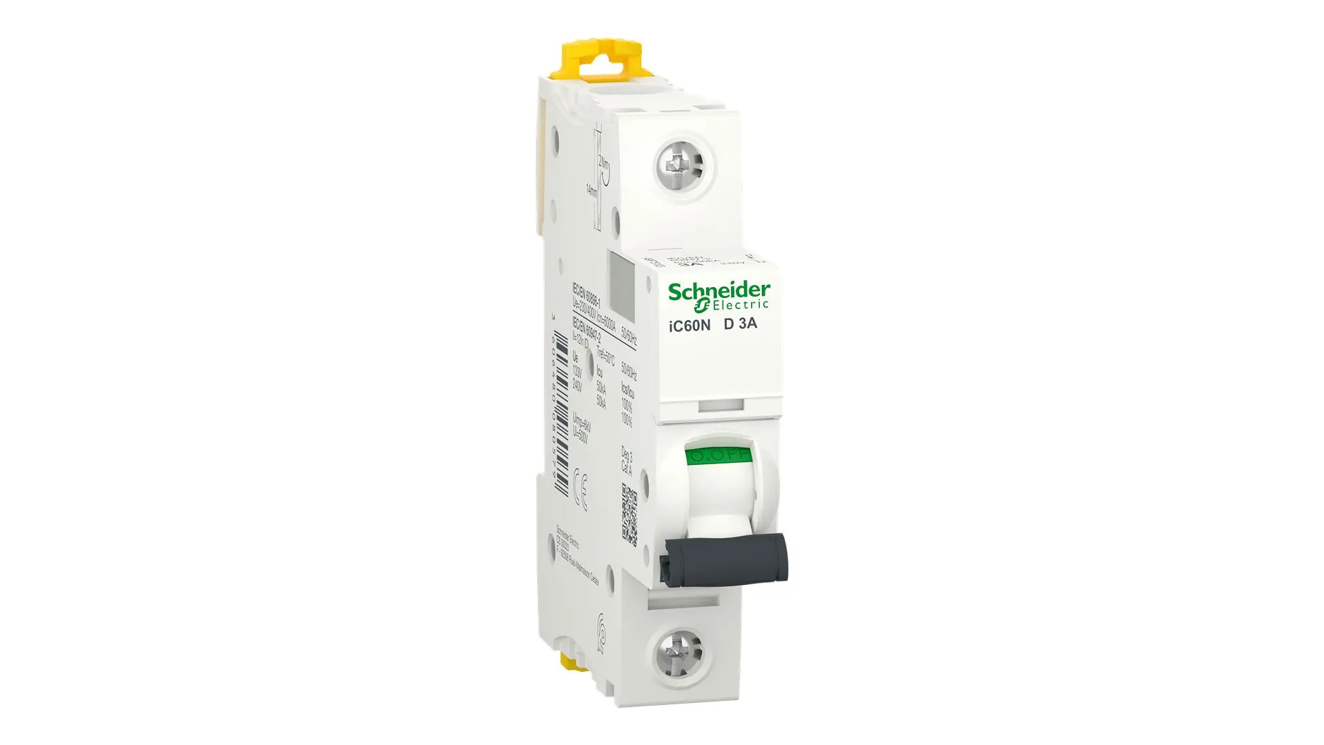 Produktfoto 1 von Schneider Electric Acti9 iC60 Miniaturüberlastschalter Typ D, Pol 1-polig 3 A 500 V ac, Abschaltvermögen 50 kA Acti9