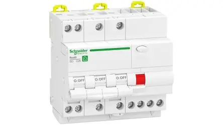 Produktfoto 1 von Schneider Electric Resi9 Resi9 FI/LS-Schalter (RCBO) 20A, 3-polig Typ C, Empfindlichkeit 30 mA