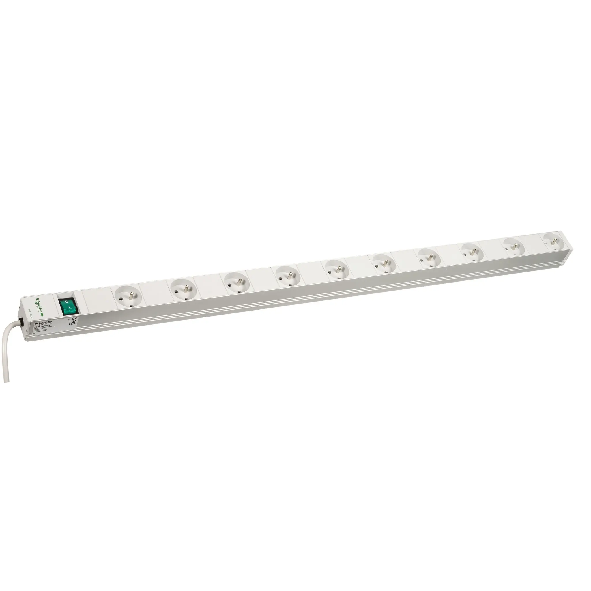 Produktfoto 1 von Schneider Electric PanelSeT Accessoires 2P + E Steckdoseneinheit Überspannungsschutz, 10-fach 16A, 3m Kabel, 230 V ac