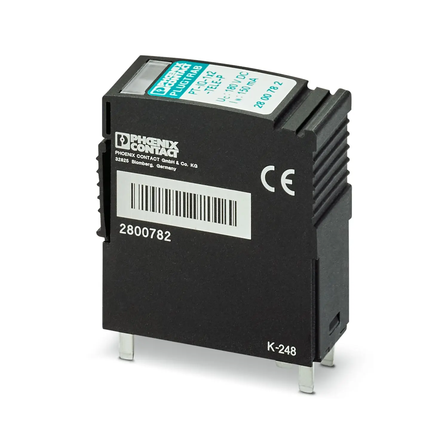 Produktfoto 1 von Phoenix PT Steckbarer Überspannungsschutz 180V dc, Klemme, -40 °C→70 °C