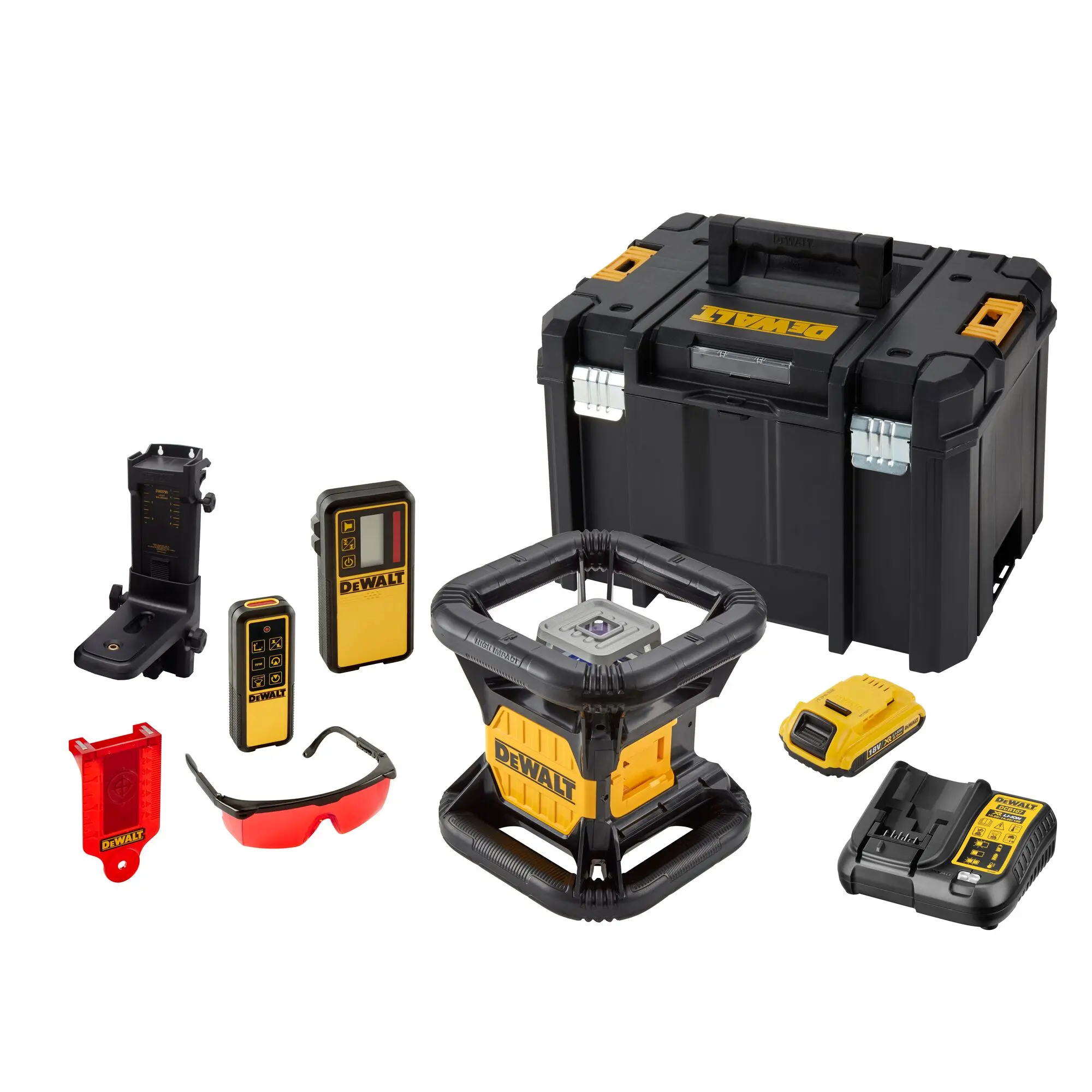 Produktfoto 1 von DeWALT DCE079D1R-QW Rotationslaser ±3 mm/m Innenbereich, Außenbereich Laserfarbe Rot