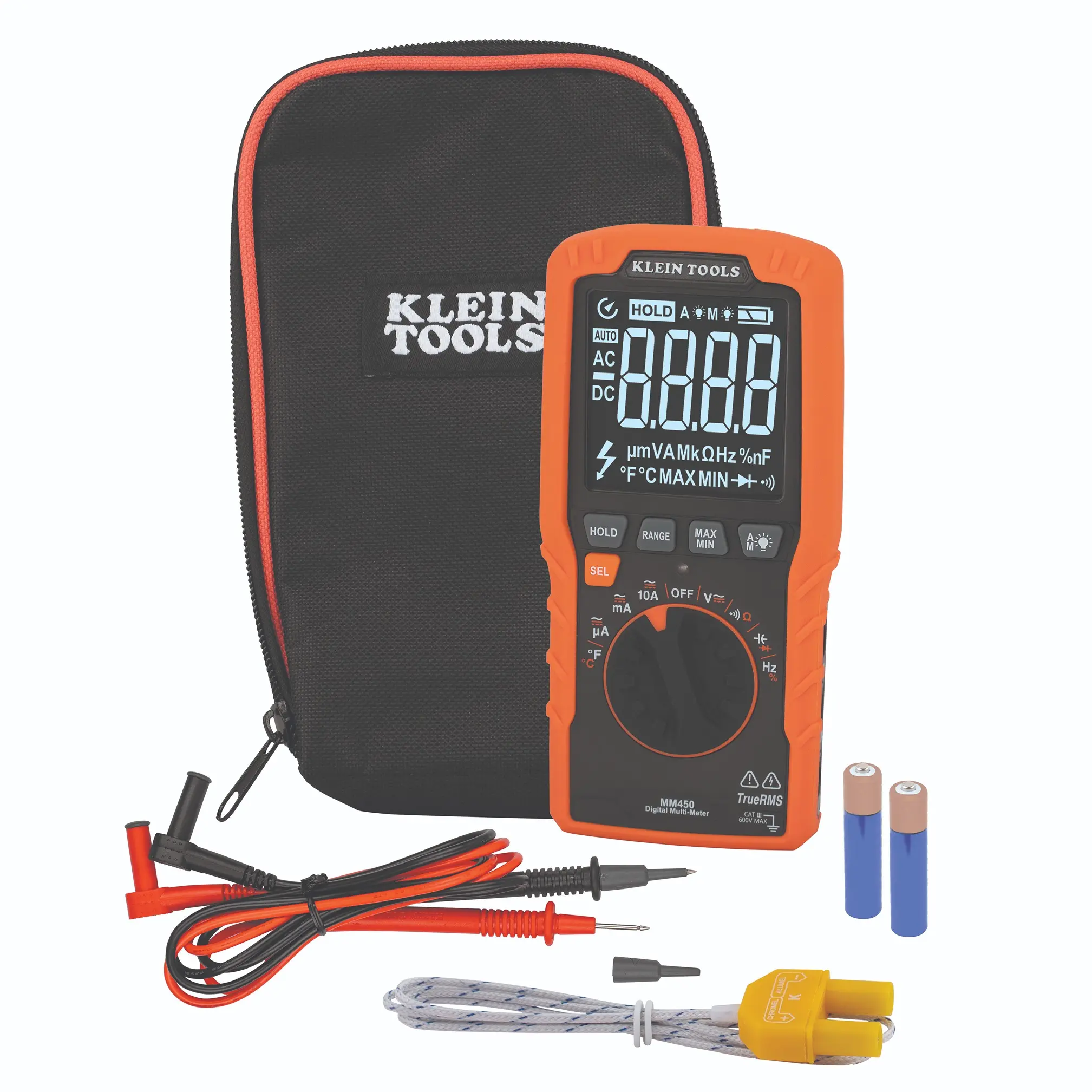 Produktfoto 1 von Klein Tools MM450 Tragbar LCD Multimeter Echteffektivwert, Aurix, ARM-Kortex 1000 V ac / 10 A 10 A, 60 mΩ