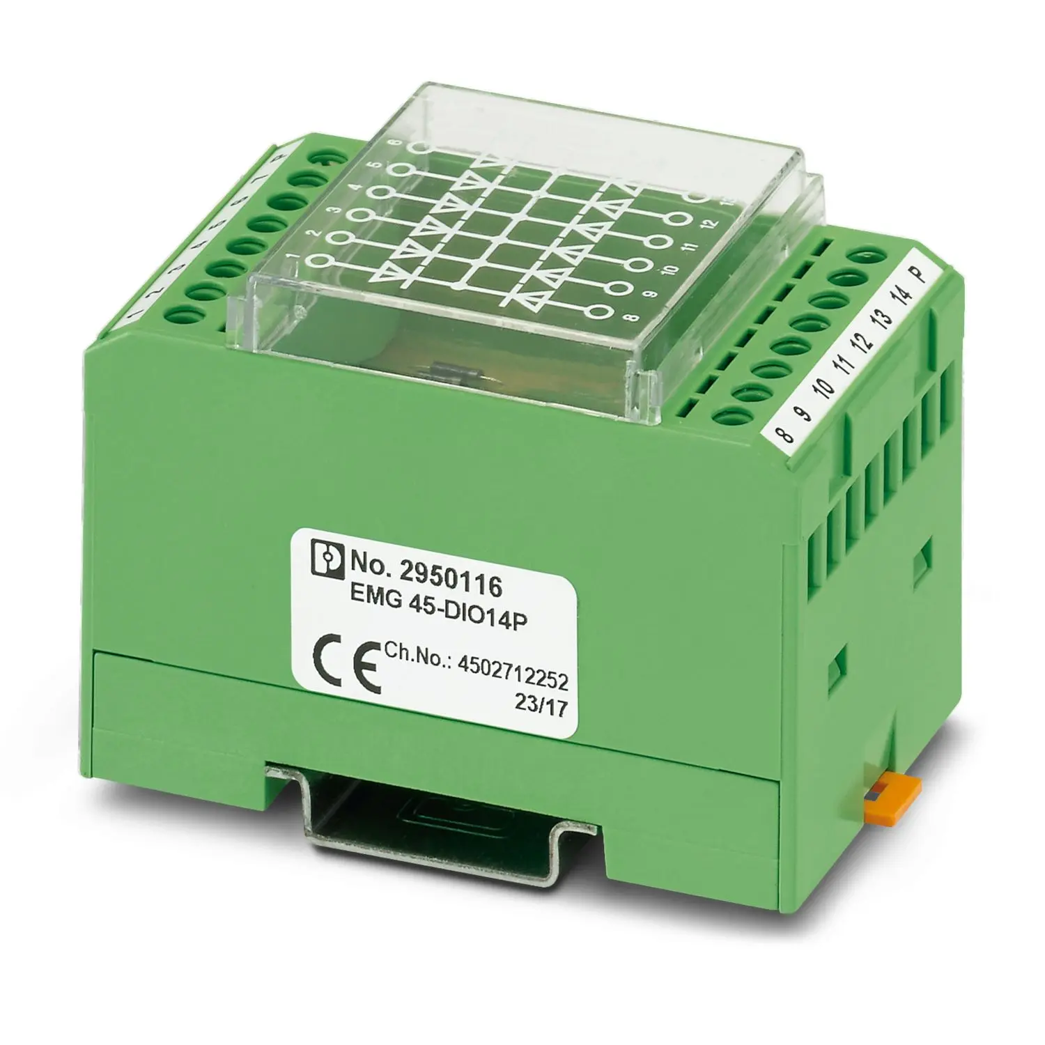 Phoenix Contact EMG 45-DIO14P Anschlussklemmenblock DIN-Schiene Grün, 0.2 to 4 mm², 250 V Schraubbefestigung