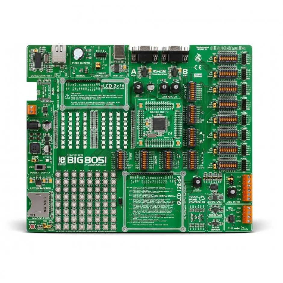 Produktfoto 1 von Brand-Rex BIG8051 USB, Mikrocontrollerplatine Entwicklungstool Microcontroller 8051 8051 Mikroe-598