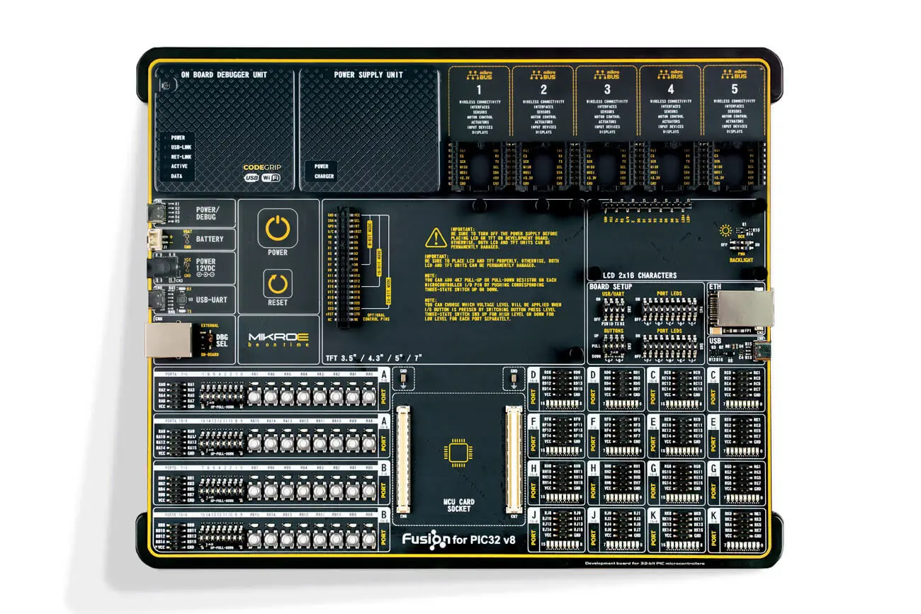 Produktfoto 1 von Brand-Rex Fusion für PIC32 v8 mit PIC32MX795F512L über USB-C, Entwicklungsboard Entwicklungstool Microcontroller PIC32