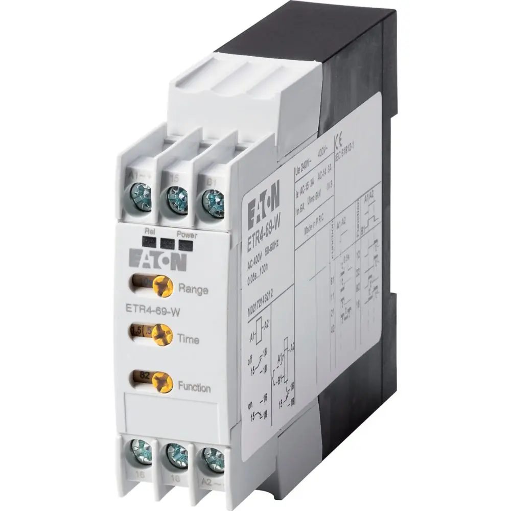 Produktfoto 1 von Eaton Series ETR4 Zeitrelais, DIN-Schienen, 0.05 → 3600000s, 400V ac, 1 Kont. 1