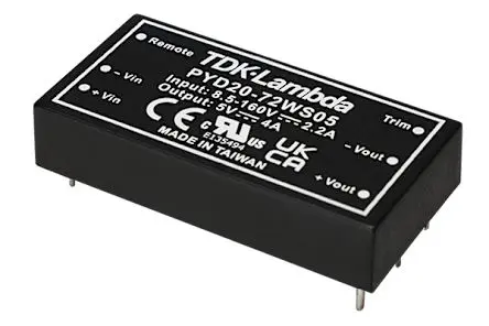 TDK-Lambda PYD20 DC/DC Konverter, 12V dc OUT 1.67 A Durchsteckmontage 72V dc 3000 V ac 20 W -40 °C 105 °C
