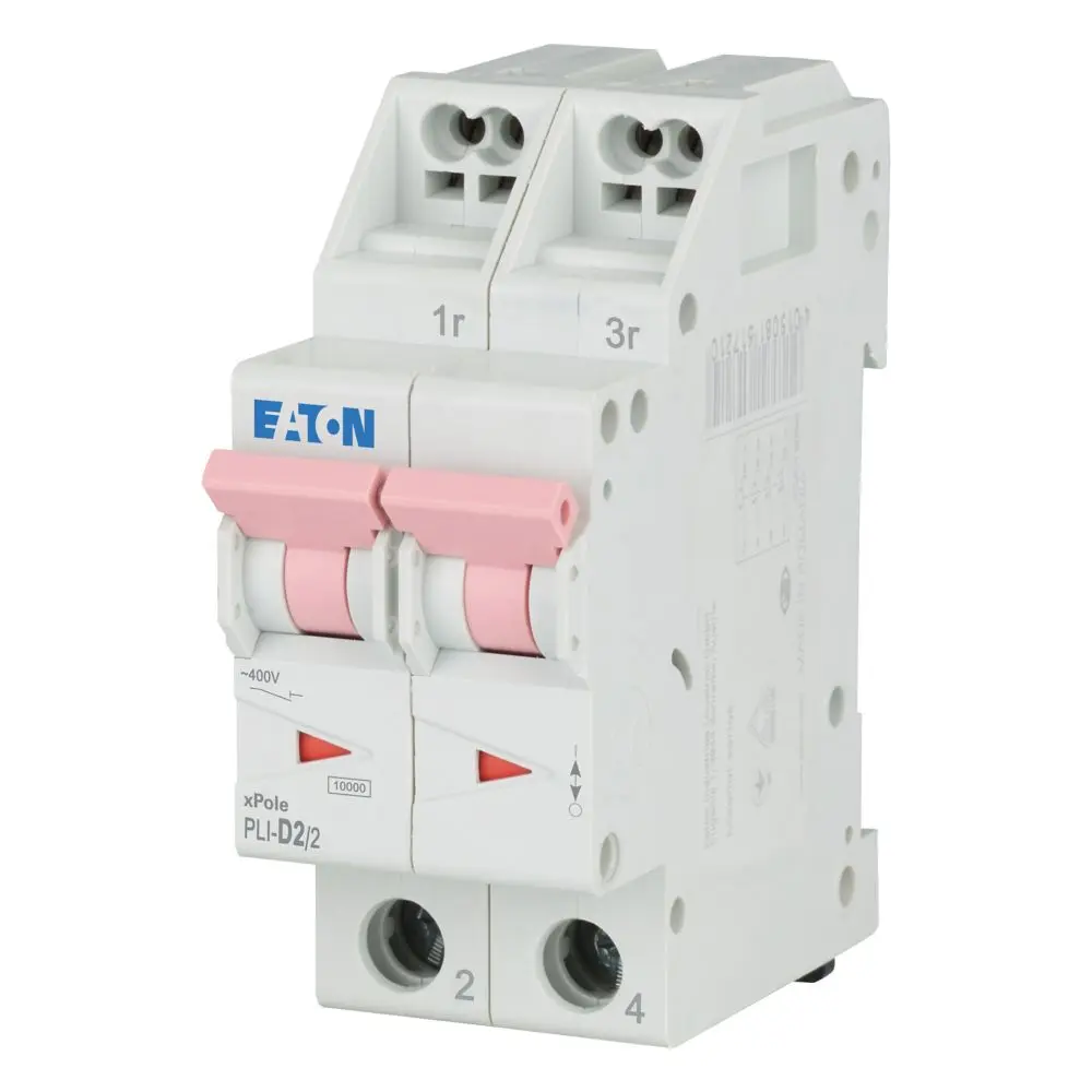 Produktfoto 1 von Eaton Eaton Moeller Miniaturüberlastschalter Typ D, Pol 2-polig 2 A 400 V ac, Abschaltvermögen 10 kA 48 V dc