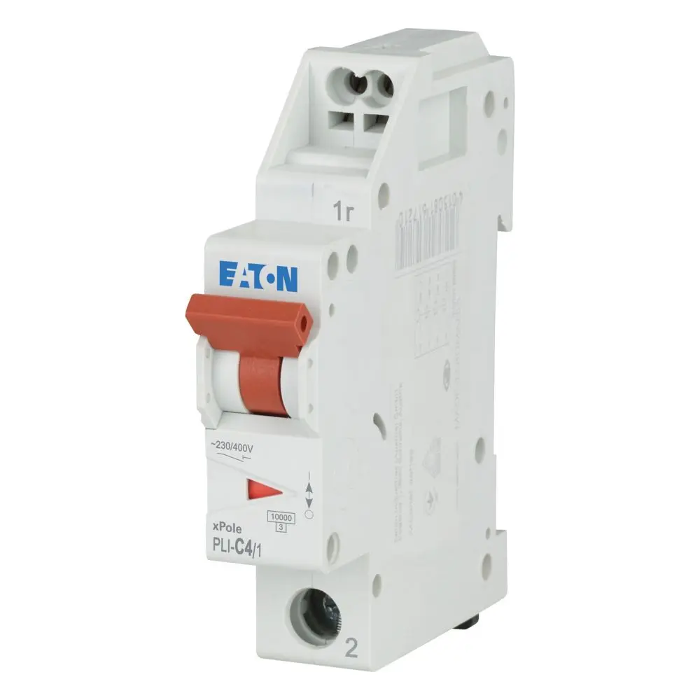 Produktfoto 1 von Eaton Eaton Moeller Miniaturüberlastschalter Typ C, Pol 1-polig 4 A 230 V ac, Abschaltvermögen 10 kA 48 V dc