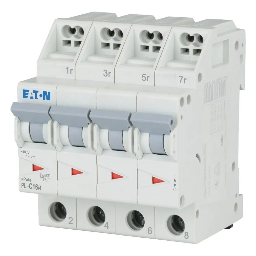 Produktfoto 1 von Eaton Eaton Moeller Miniaturüberlastschalter Typ C, Pol 4-polig 16 A 400 V ac, Abschaltvermögen 10 kA