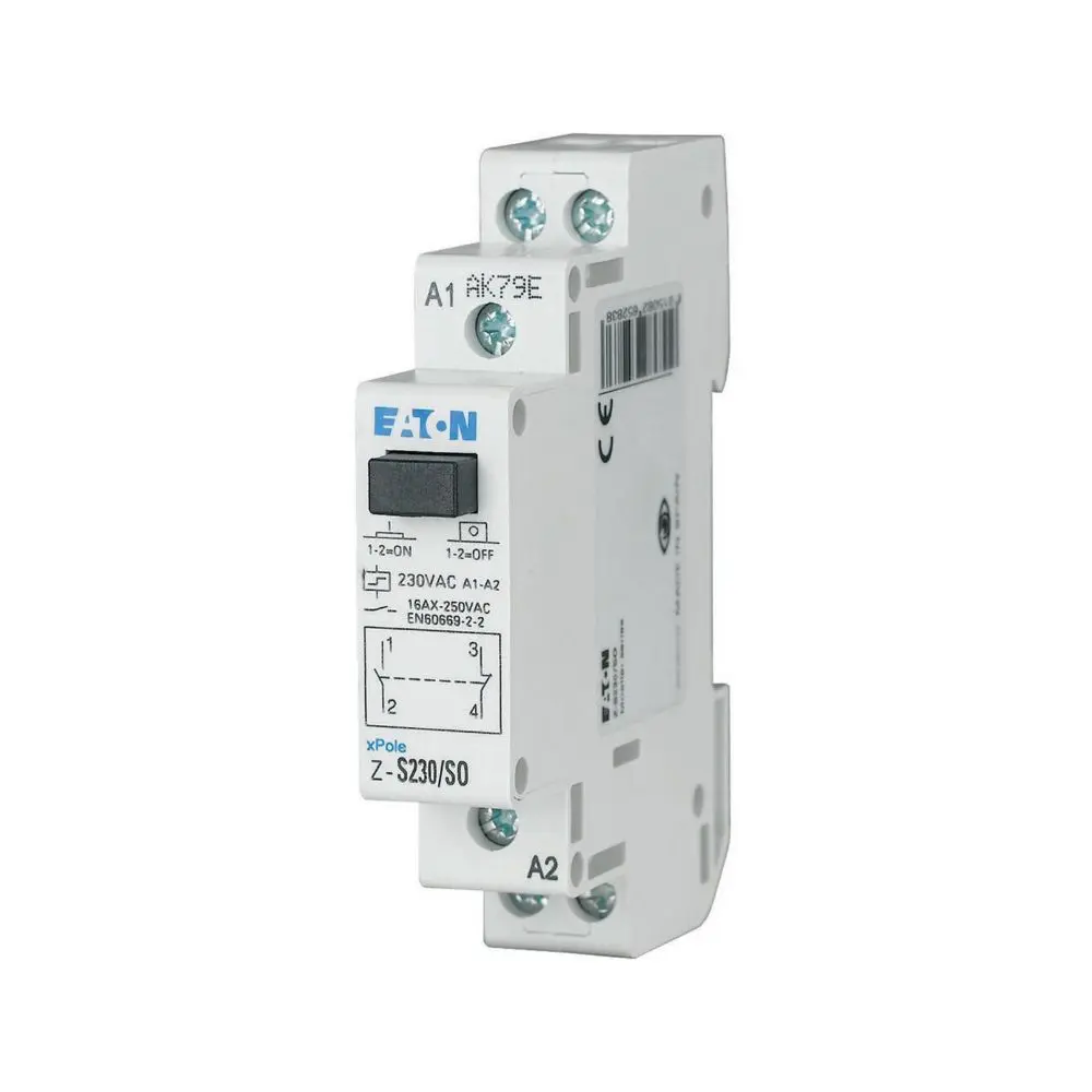 Produktfoto 1 von Eaton Impulsrelais 240V ac Spule 1-poliger Schließer für DIN-Schienen 16A Monostabiles Relais