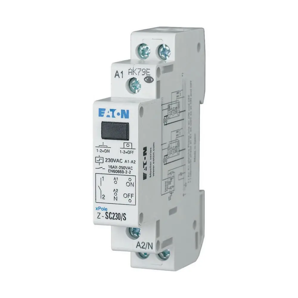 Eaton Impulsrelais 230V ac Spule 1-poliger Schließer für DIN-Schienen 16A Monostabiles Relais