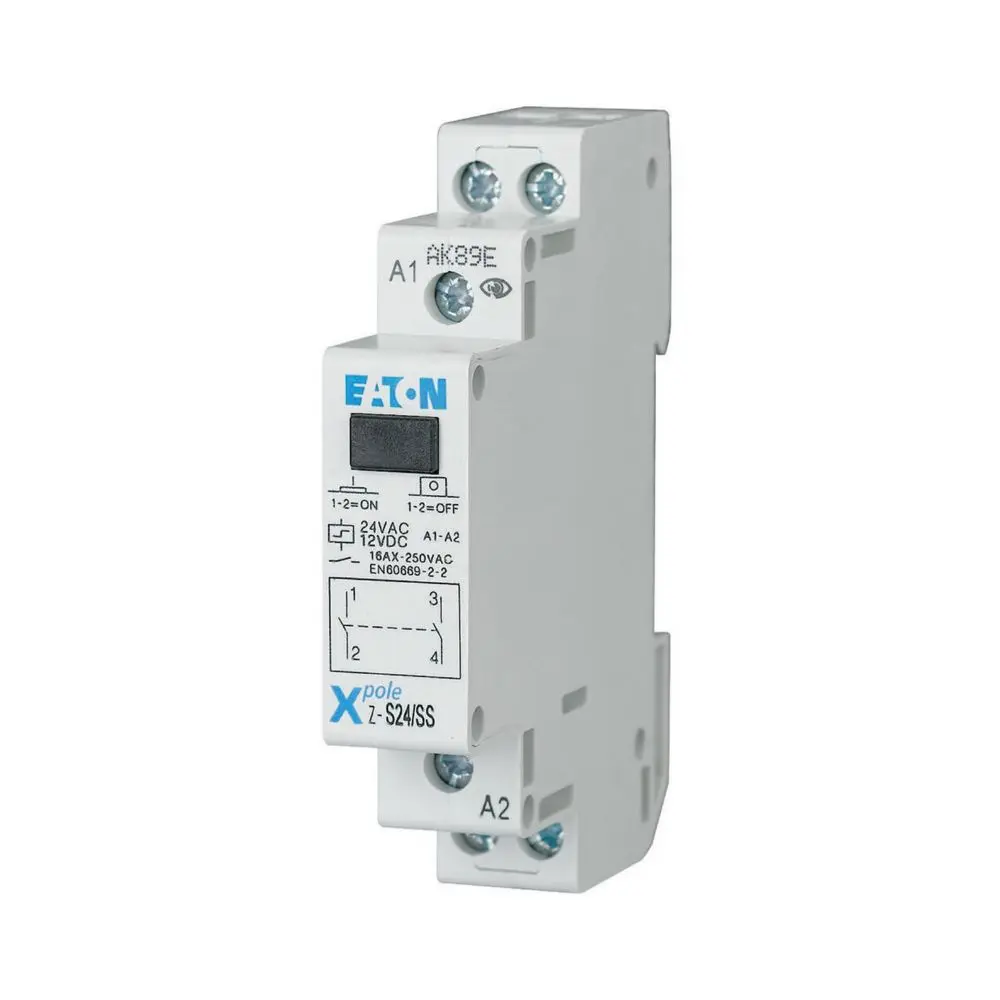 Produktfoto 1 von Eaton Impulsrelais 24V ac Spule DPST für DIN-Schienen 16A Monostabiles Relais