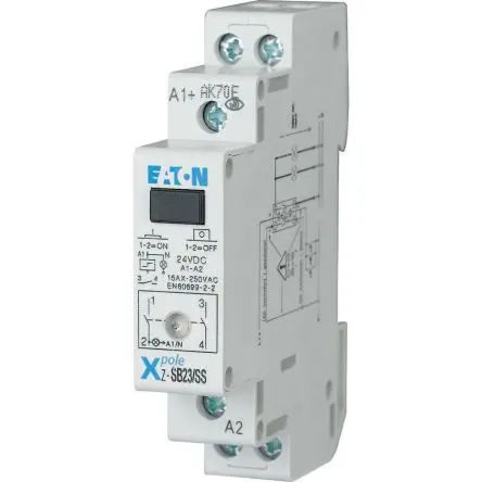 Produktfoto 1 von Eaton Impulsrelais 24V dc Spule DPST für DIN-Schienen 16A Monostabiles Relais