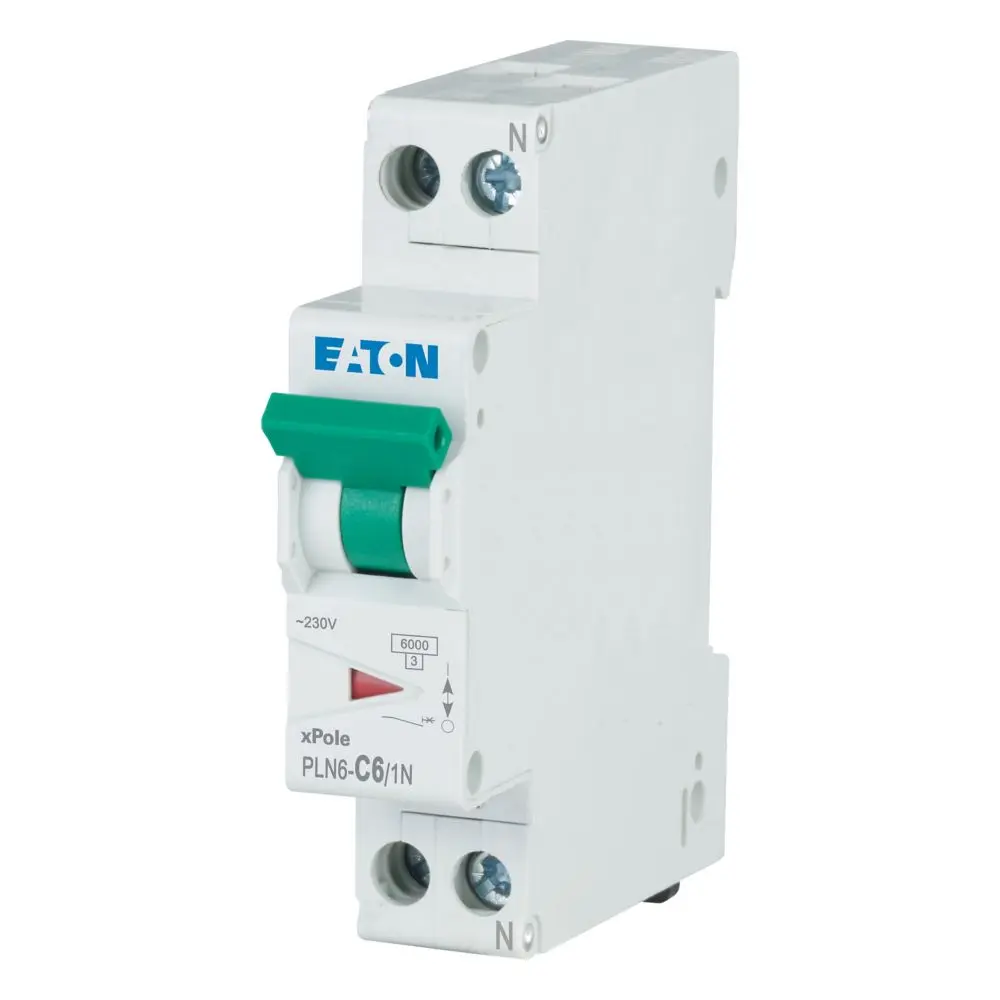 Produktfoto 1 von Eaton PLN6 Miniaturüberlastschalter Typ C, Pol 1-polig 6 A 230 V ac, Abschaltvermögen 6 kA PLN6