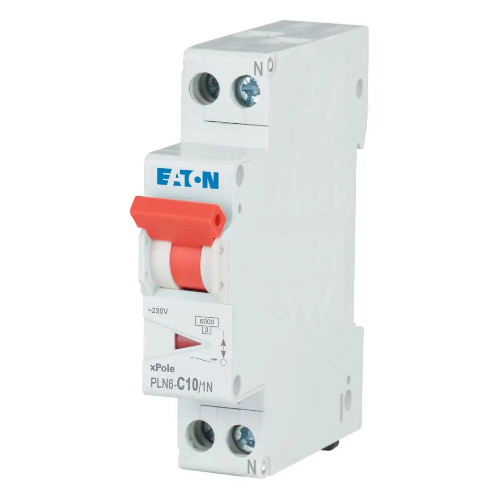Produktfoto 1 von Eaton PLN6 Miniaturüberlastschalter Typ C, Pol 1-polig 10 A 230 V ac, Abschaltvermögen 6 kA PLN6
