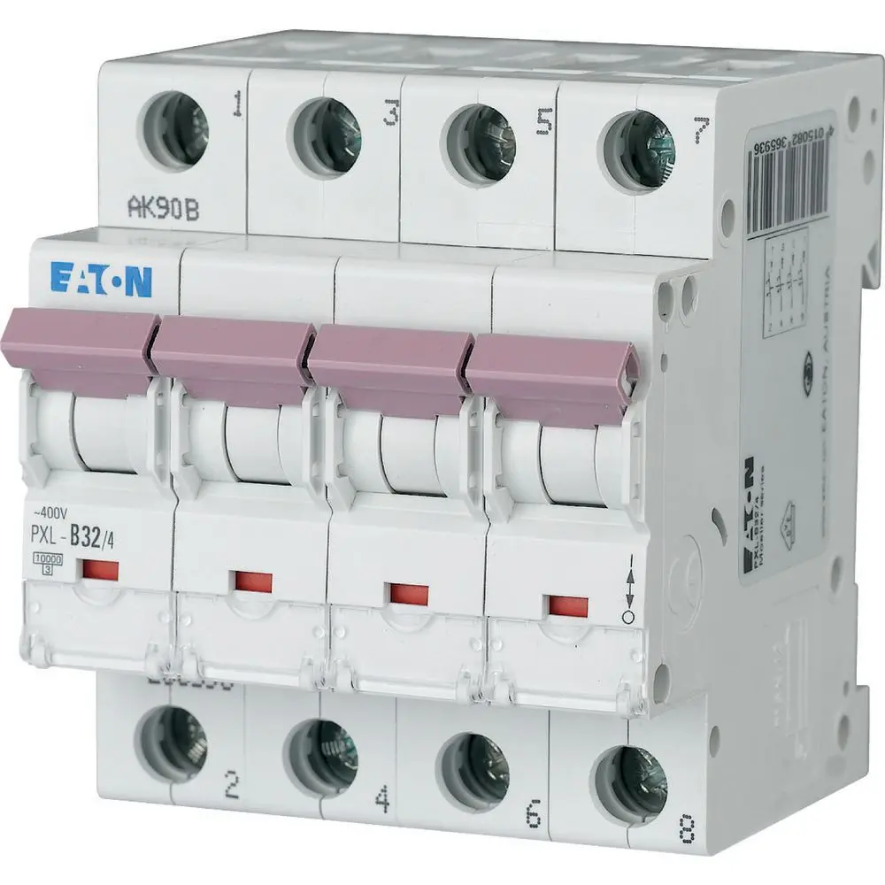 Produktfoto 1 von Eaton PXL Miniaturüberlastschalter Typ C, Pol 4-polig 32 A 400 V ac, Abschaltvermögen 10 kA xPole - PXL