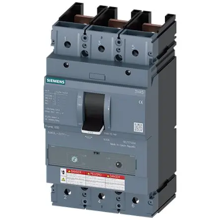 Produktfoto 1 von Siemens SENTRON 3VA5, Kompaktschutzschalter 3-polig, 400A Feststehend / Abschaltvermögen 65 kA 690V ac 500 V dc