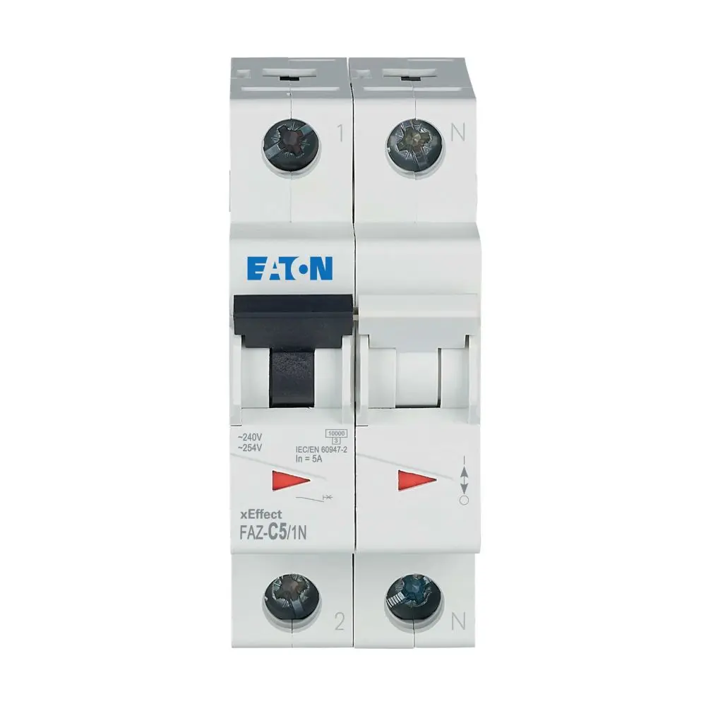 Produktfoto 1 von Eaton FAZ Miniaturüberlastschalter Typ C, Pol 1-polig 5 A 230 V ac, Abschaltvermögen 10 kA xEffect