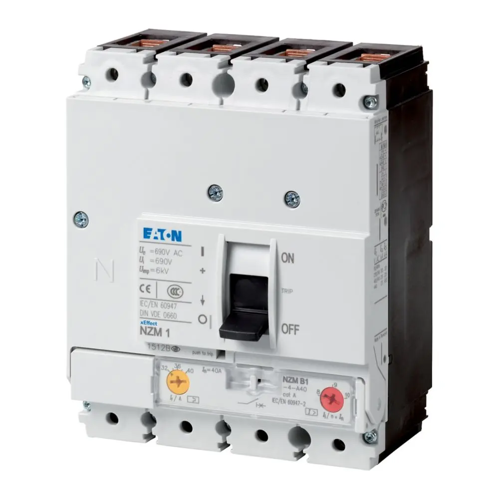 Produktfoto 1 von Eaton NZM NZM, Kompaktschutzschalter 4-polig, 63 A Feststehend / Abschaltvermögen 18.5 kA 440 V ac