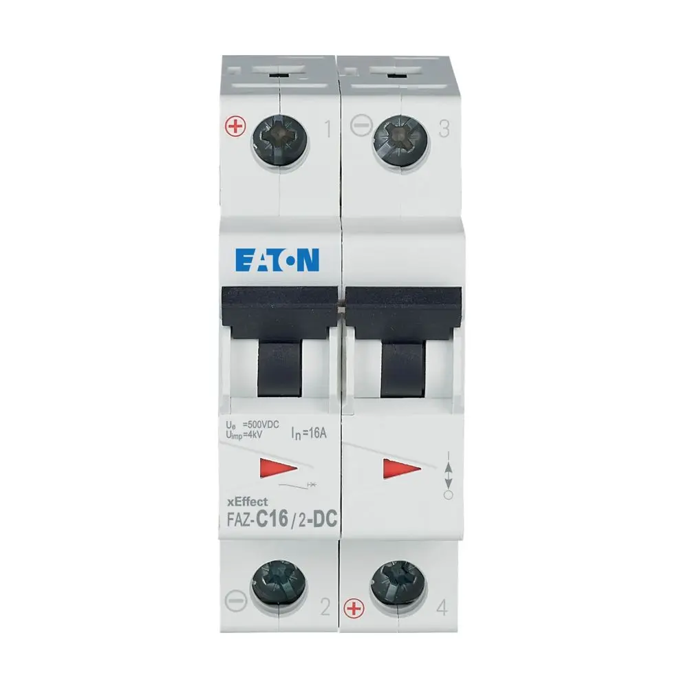 Produktfoto 1 von Eaton FAZ Miniaturüberlastschalter Typ C, Pol 2-polig 16 A 440 V ac, Abschaltvermögen 10 kA xEffect 250 V dc