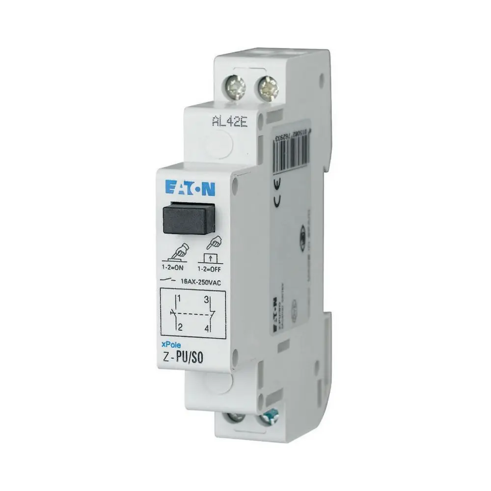 Produktfoto 1 von Eaton Z-PU Druckschalter DIN-Hutschiene, 1 Schließer/1 Öffner / 16 A 250 V ac, IP40