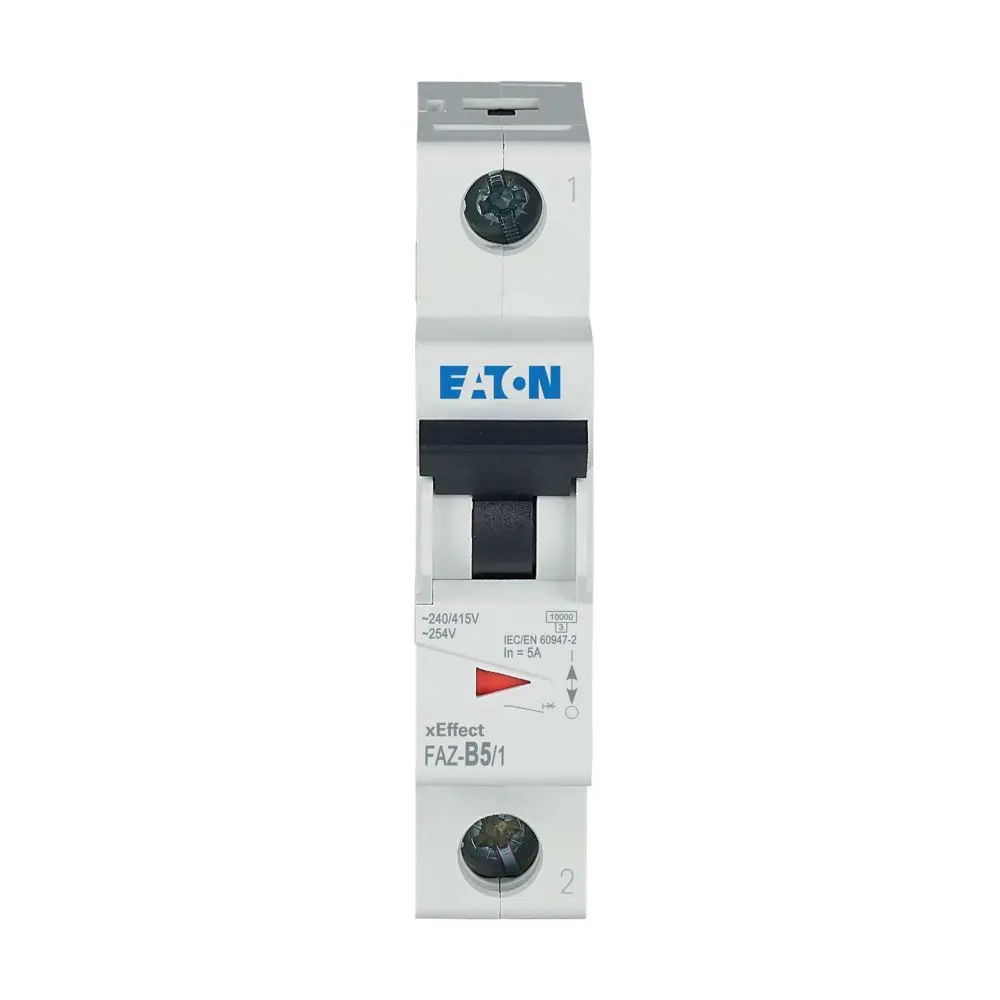 Produktfoto 1 von Eaton FAZ Miniaturüberlastschalter Typ B, Pol 1-polig 5 A 230 V ac, Abschaltvermögen 10 kA xEffect 48 V dc