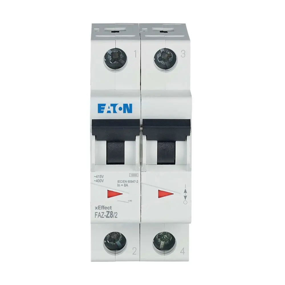 Produktfoto 1 von Eaton FAZ Miniaturüberlastschalter Typ Z, Pol 2-polig 8 A 400 V ac, Abschaltvermögen 10 kA xEffect 96 V dc