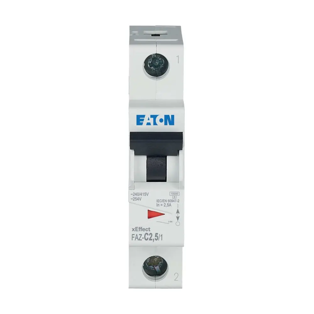 Produktfoto 1 von Eaton FAZ Miniaturüberlastschalter Typ C, Pol 1-polig 2.5 A 230 V ac, Abschaltvermögen 10 kA xEffect 48 V dc