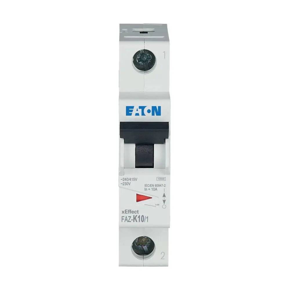 Produktfoto 1 von Eaton FAZ Miniaturüberlastschalter Typ K, Pol 1-polig 10 A 230 V ac, Abschaltvermögen 10 kA xEffect 48 V dc