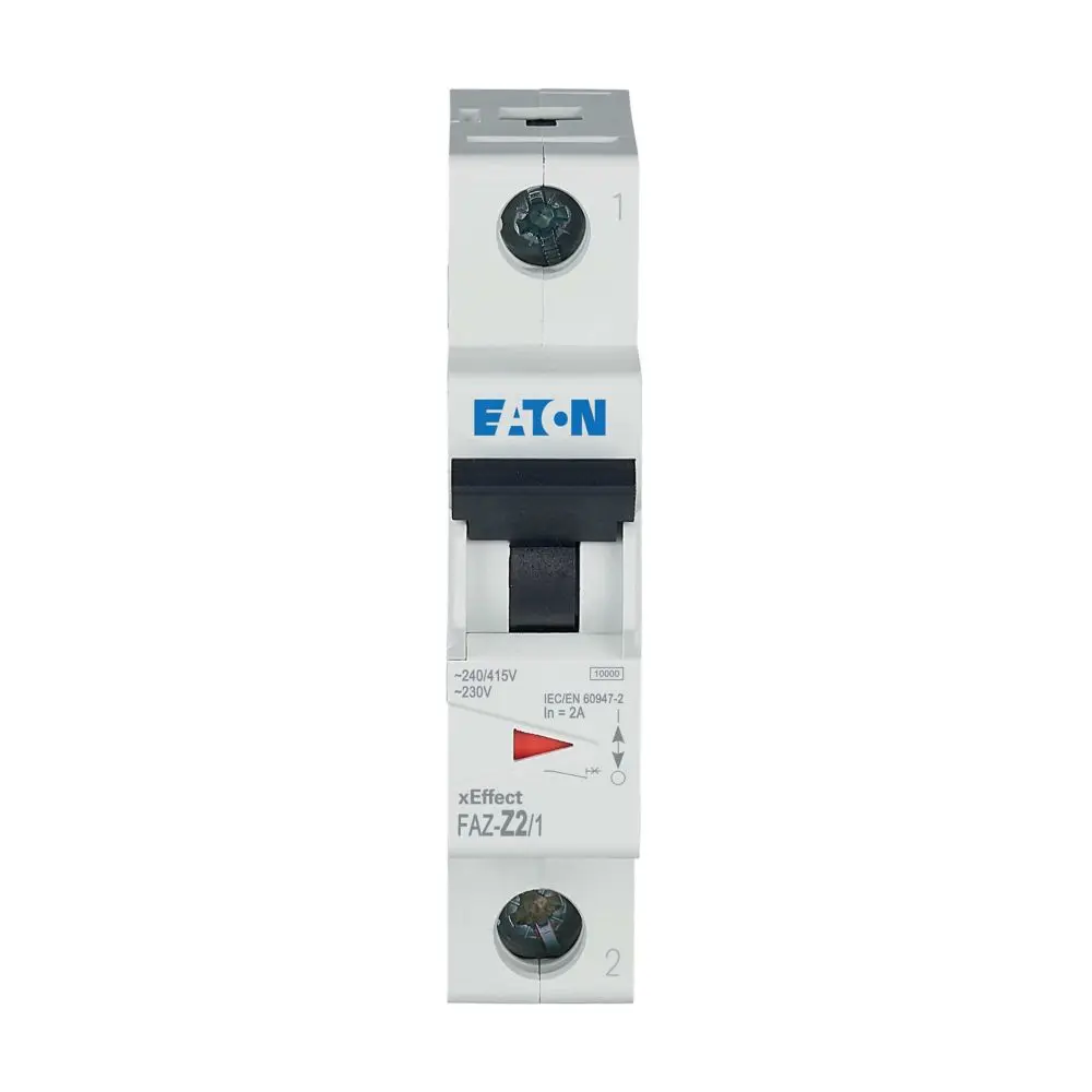 Produktfoto 1 von Eaton FAZ Miniaturüberlastschalter Typ Z, Pol 1-polig 2 A 230 V ac, Abschaltvermögen 10 kA xEffect 48 V dc