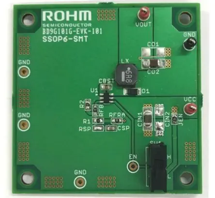 Produktfoto 1 von ROHM BD9G101G Evaluierungsplatine, BD9G101G-EVK-101 Abwärtsregler, für Step-down-Schaltregler