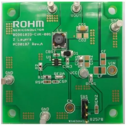 Produktfoto 1 von ROHM BD9G102G-LB Evaluierungskit, BD9G102G-EVK-001 Buck Schaltregler, für 1-Kanal-DC/DC-Abwärtswandler