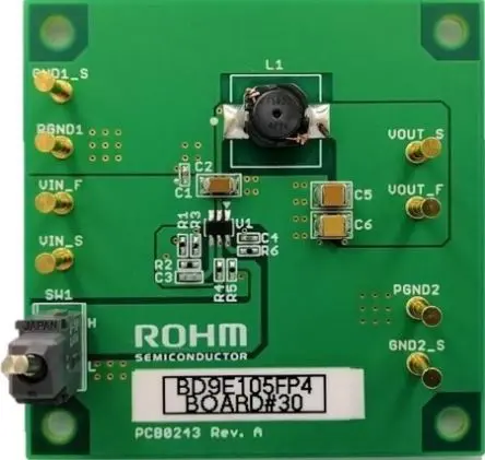 Produktfoto 1 von ROHM BD9E105FP4-Z Evaluierungskit, BD9E105FP4-EVK-001 Buck Schaltregler, für Einkanaliger DC/DC-Abwärtswandler