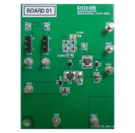 Produktfoto 1 von ROHM BD8316GWL Evaluierungsplatine, BD8316GWL-EVK-001 DC/DC-Wandler, für Aufwärtswandler und invertierter
