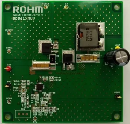 Produktfoto 1 von ROHM BD9611MUV Evaluierungsplatine, BD9611MUV-EVK-001 Abwärts-/Aufwärts-Controller, für Synchroner Aufwärts-DC/DC-Regler