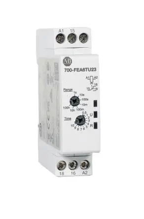 Produktfoto 1 von Allen Bradley 700-FEB Zeitrelais, DIN-Hutschiene 24 to 48 V dc 24V ac, 240 V ac, 0.1 to 10 h, 2 Kont. Multifunktion,