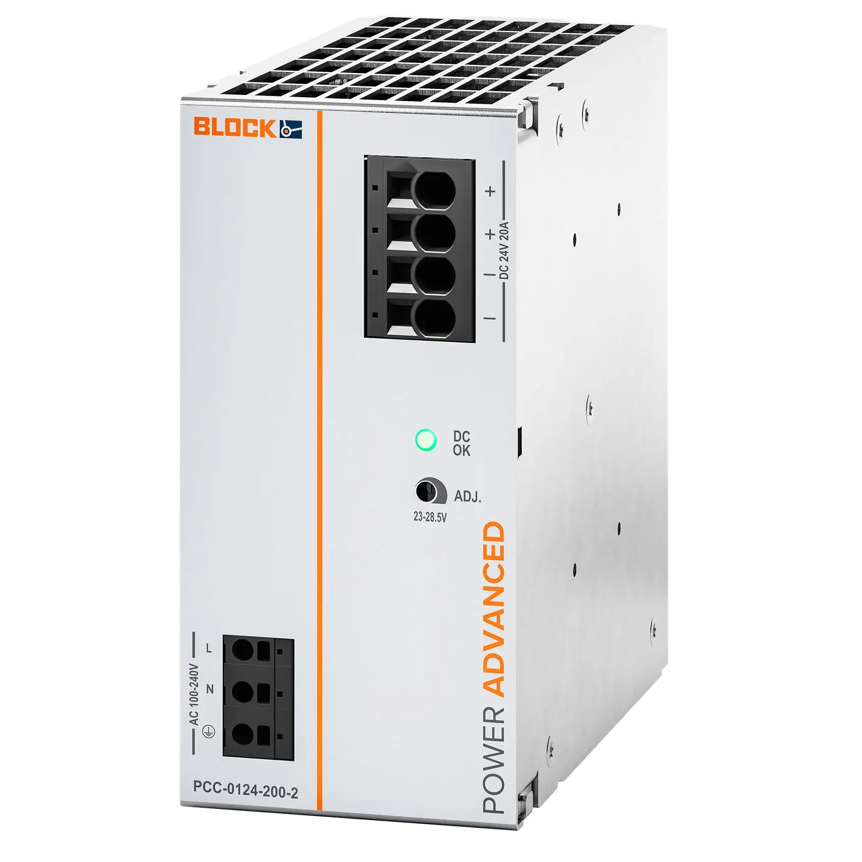 Produktfoto 1 von Block POWER ADVANCED DIN-Schienen Netzteil Primäre Schaltnetzteile 24V dc / 20A 480W 90 → 264V ac