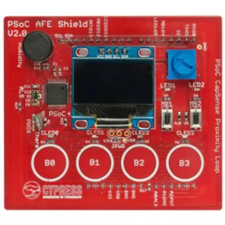 Produktfoto 1 von Infineon PSoC 4 Analog Front End (AFE) Shield Kit PSoC, Arduino Uno WiFi Mikrocontroller ARM-Kortex PSoC