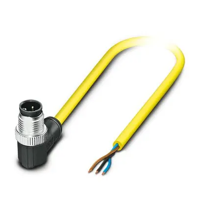 Produktfoto 1 von Phoenix Contact SAC, 3-polig Steuerleitung, M12, Rechtwinklig, Gerade Stecker / M12, Länge 2 m