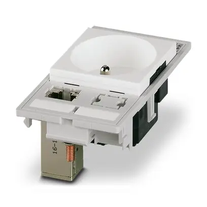 Produktfoto 1 von Phoenix Contact VS-FP-SD-FR-RJ456A-BUBU Frontplatte, Polybutylenterephthalat, Zinkdruckguss, Vernickelt, Länge 87.5 mm